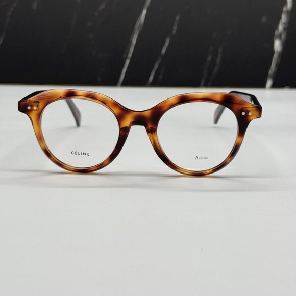 NEW CELINE CL41458 086 HAVANA ROUND UNISEX CELINE EYEGLASSES - Picture 1 of 11